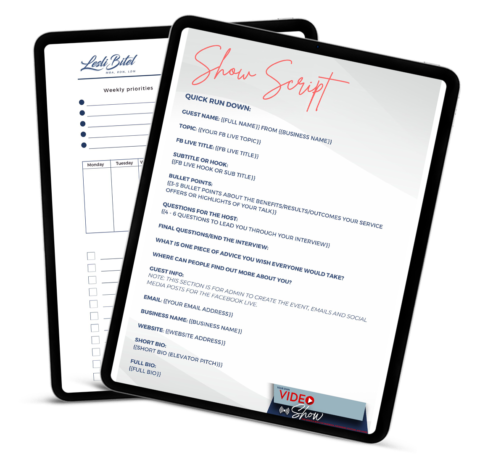 Mockup of Bonus #3 showing a video show script template included in the Your Own Video Show program